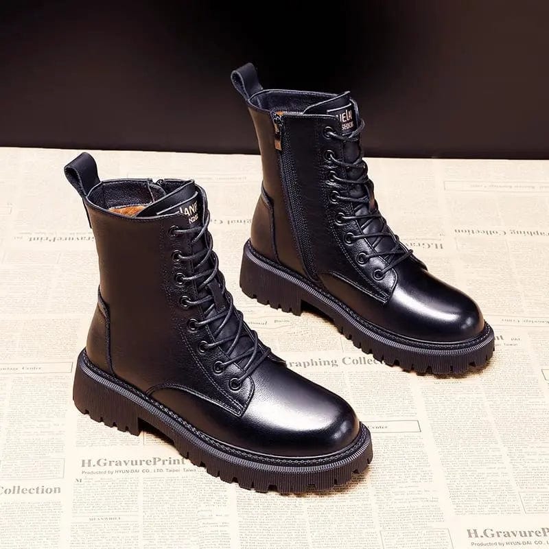 Montévre™ | Élégantes bottes d'hiver en cuir noir